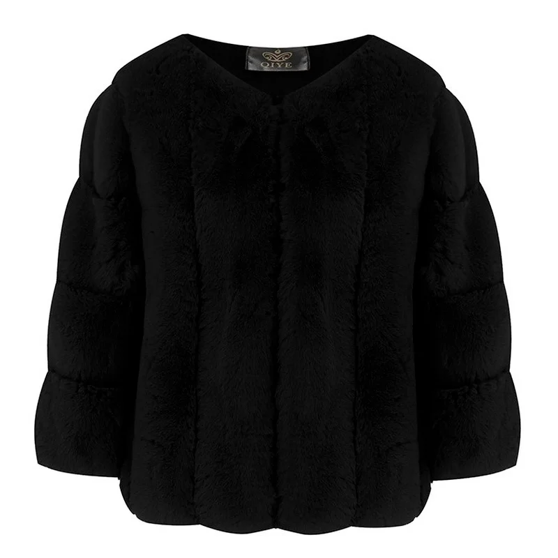 Fashion Faux Fur O-Neck Coats Women Luxury Style Thick Warm Short Outwears Autumn Winter Solid Colors Oversized Furry Outcoats