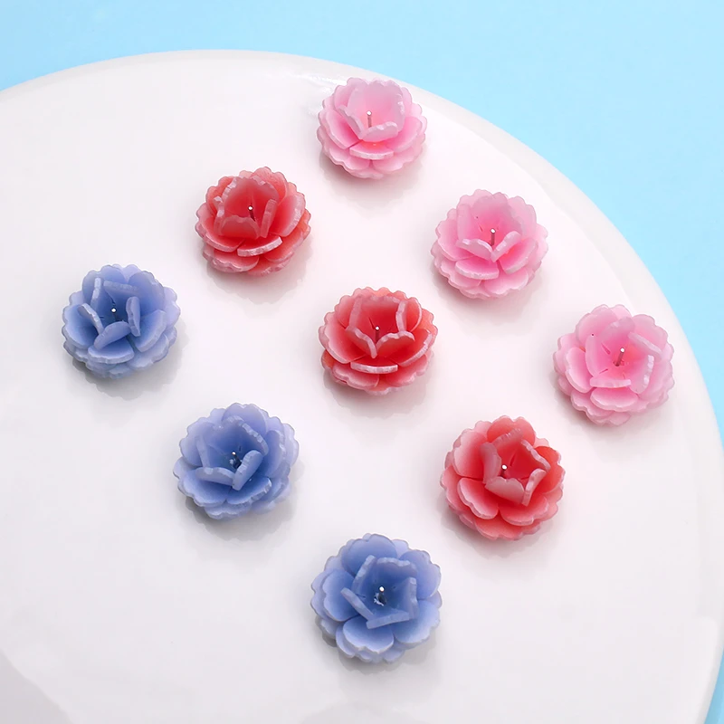 

4pcs 23x23mm Four Layer Blue Red Pink Peony Beads for DIY Jewelry Making Earring Necklace Keychain Headwer Flowers Bead Hole 1mm