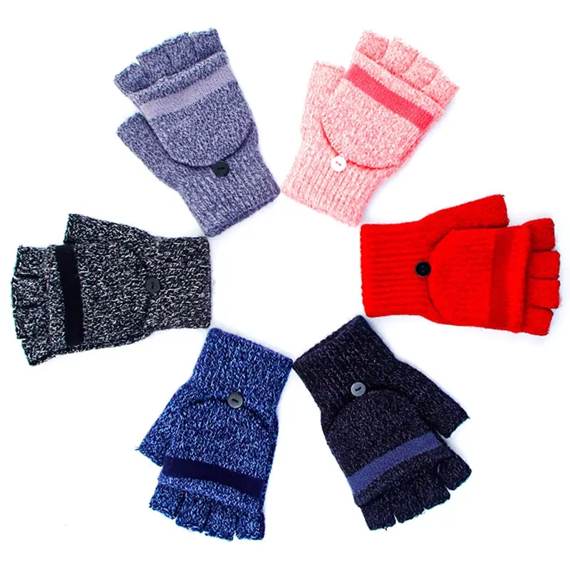 

New Thicken Touch Screen Gloves Adult Soft Warm Fleece Lined Knit Gloves Female Elastic Cuff Texting Gloves Unisex Plush Mittens
