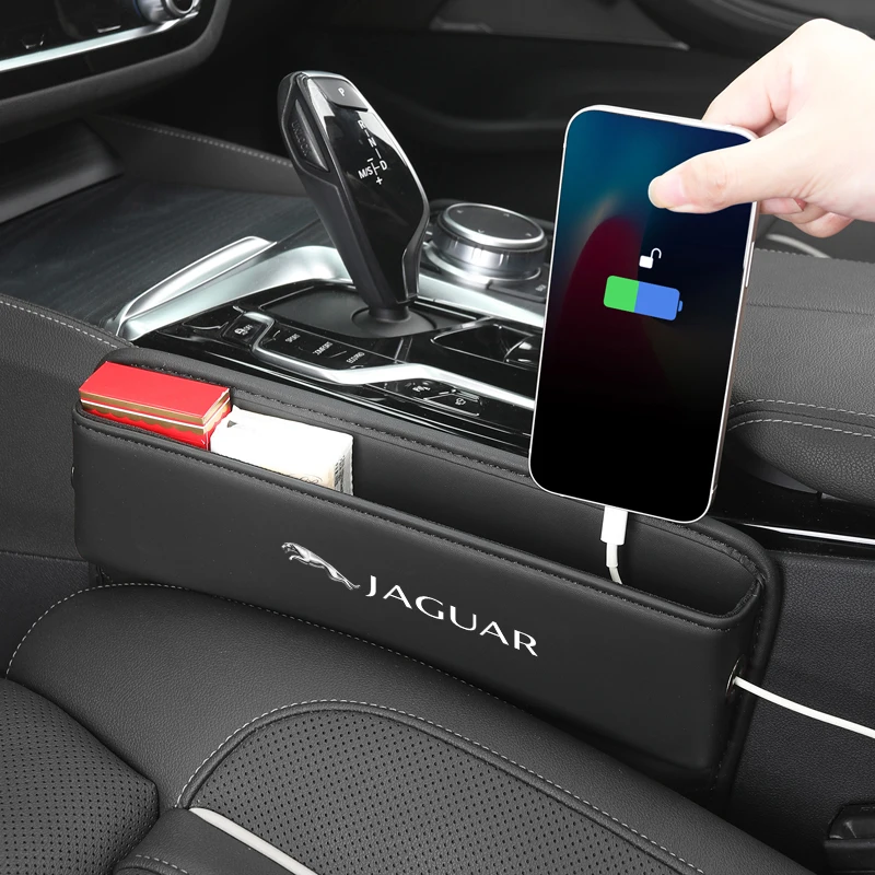 

Car Seat Gap Filler Organizer PU Leather Car Seat Crevice Storage Car Accessories for Jaguar XF XJ XFR XKR S-Type F-Type X-Type