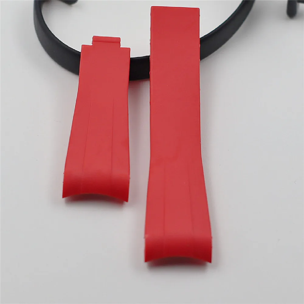 Pure Color 20mm Rubber Watch Strap Band Waterproof Elbow Watchband Replacement Accessories Watch Parts