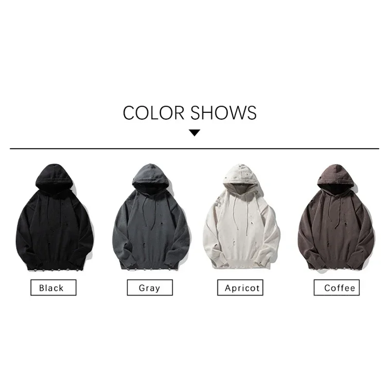 TFETTERS брендовые рваные вязаные толстовки мужские мешковатые винтажные