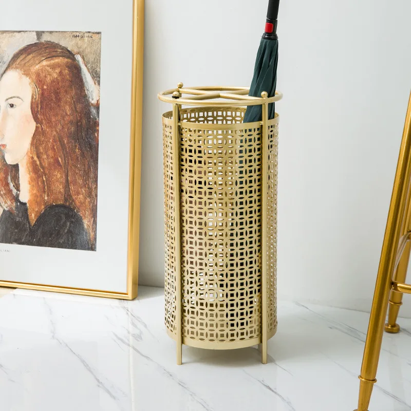 

Iron material modern light luxury umbrella stand metal paint after the door umbrella stand iron storage rack waterproof WF