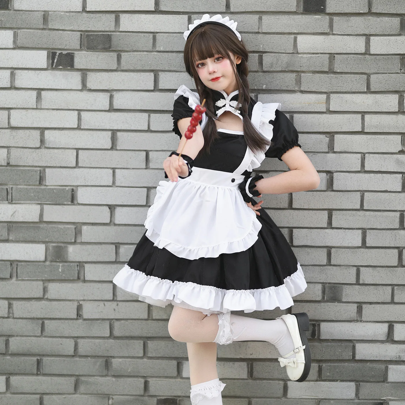 

Black and White Pure Lust Sweetheart Cheongsam Maid Costume Cosplay Performance Costume Plus-size Maid Clothes for Women Anime