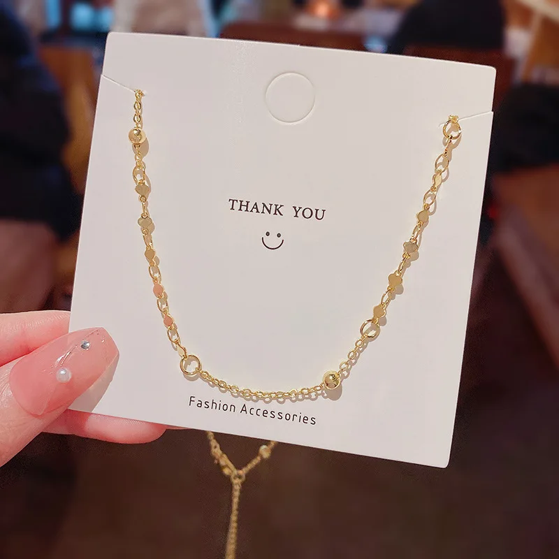 

Plain Circle Collarbone Necklace Light Luxury Long Necklace for Women Wear Titanium Steel Gold Color Necklace Charm Jewelry