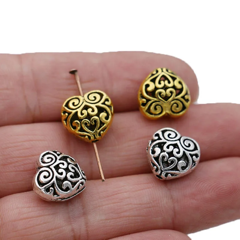 

5PCS Antique Silver Plated Hollow Heart Loose Spacer Beads for Jewelry Making Bracelet Bracelet Necklace Accessories Handmade