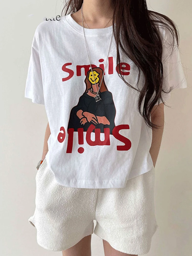 Футболка женская с круглым вырезом модный Свободный пуловер - Цена: 