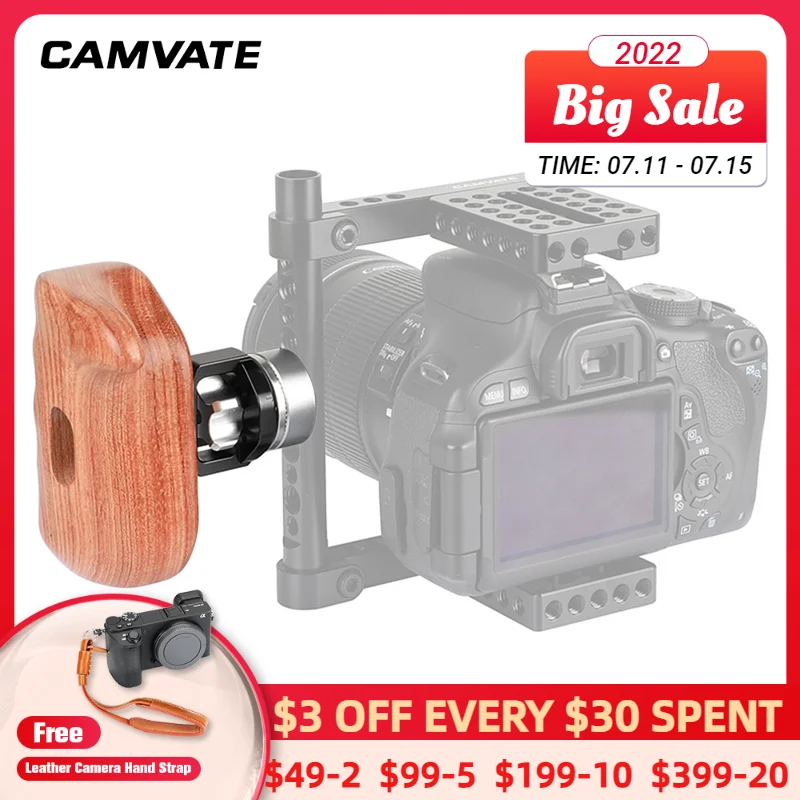 CAMVATE 2 шт. деревянная ручка с резьбой M6 ARRI Rosette Mount для DSLR камеры клетки/плечевого