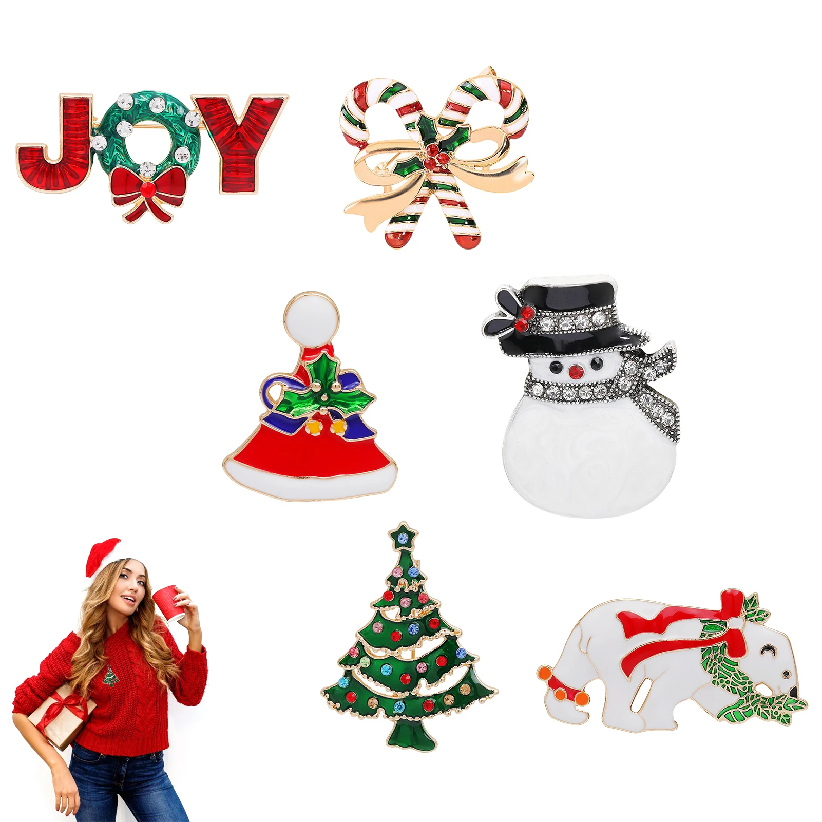 

Рождественская брошь с надписью "Merry Christmas", Броши Стразы с кристаллами, 6 шт./набор, рождественские празднивечерние Ки для женщин, девочек, де...