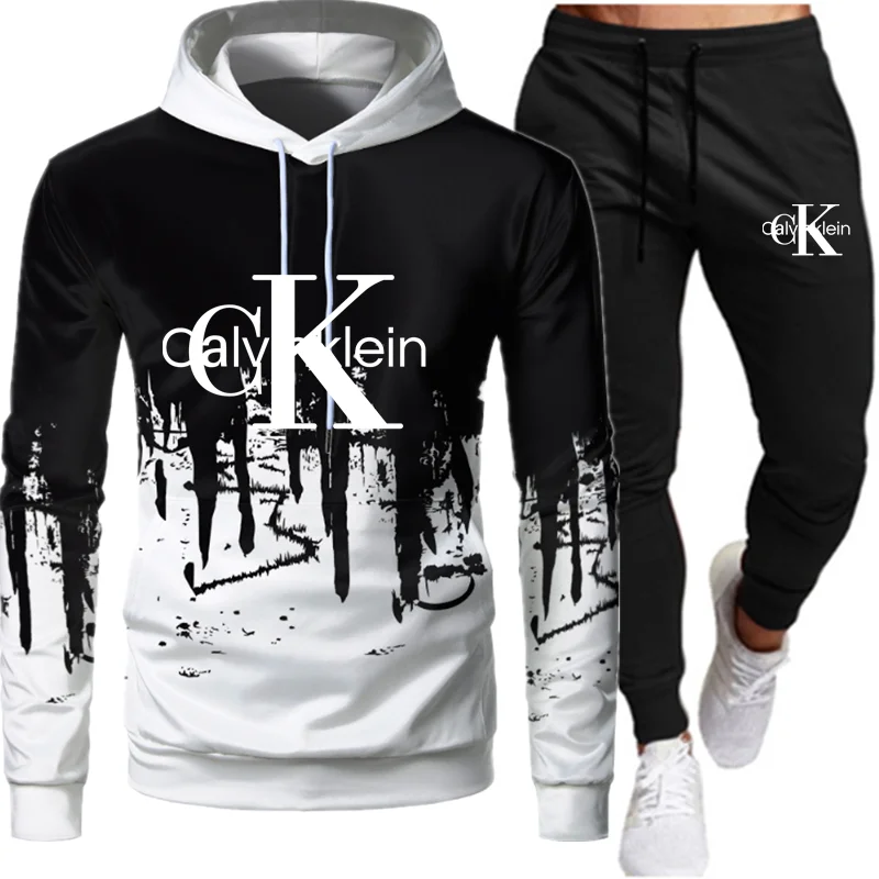 

Fashion Sportswear men's suit autumn hoodies pants 2 piece set Running Tracksuit men's sweatshirt sports jogging sweatpants suit