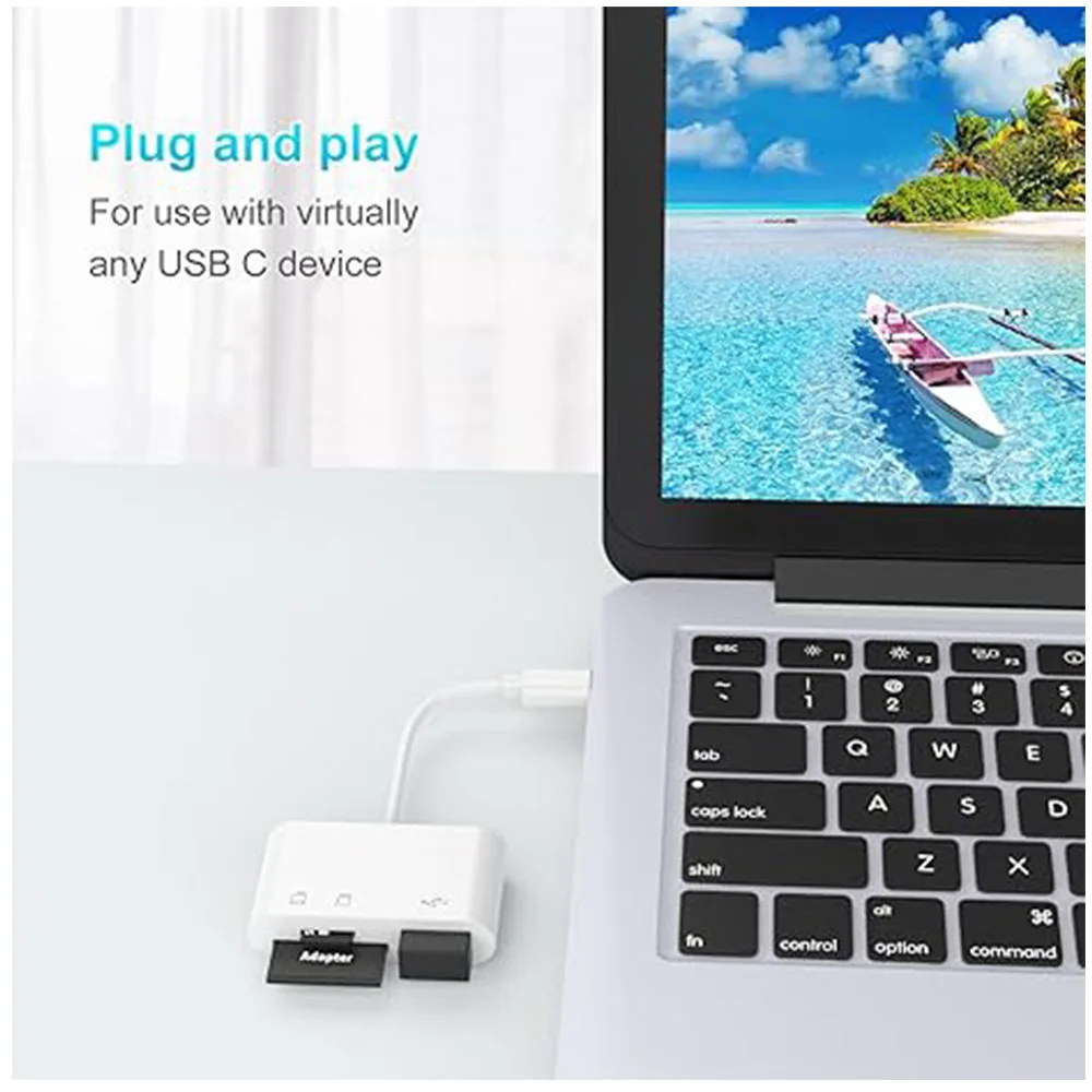 Адаптер USB Type-C 3-в-1 Устройство SD TF OTG C Для iPhone 16/15 Pro Max Plus Samsung Xiaomi — Чтения Карт Па...