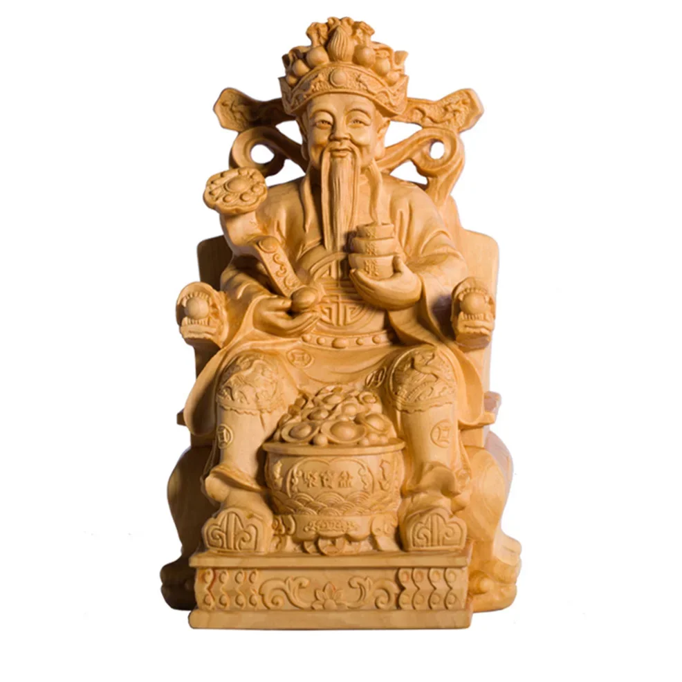 

Статуя бога богатства из массива дерева китайские украшения на удачу Деревянная ручная резьба Декор для дома гостиной офиса