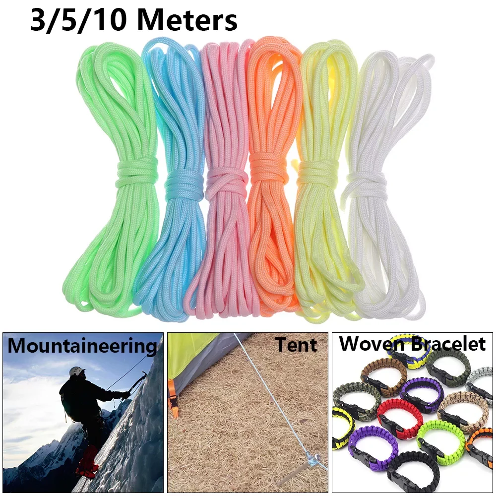 

Hot Sale 3/5/10 Meters Survival Paracord Luminous Rope Camp Glow Paracord 550LB 7 Strands Paracord Cords Lanyard Ropes