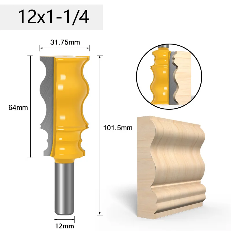 

12mm Shank Crown Molding Router Bit Tungsten Carbide Woodworking Face Milling Cutter Diameter-31.75mm Cutting Length-64mm