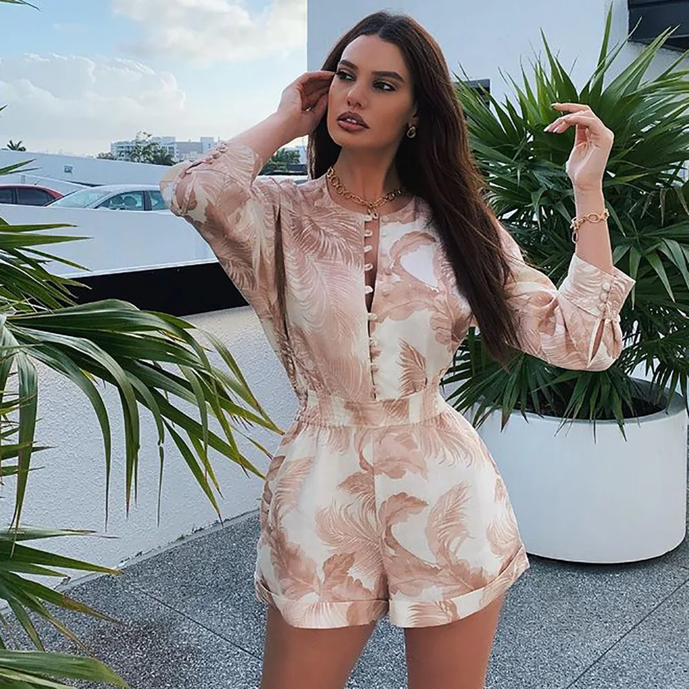 

Женские шикарные комбинезоны с рукавом до локтя, в европейском и американском стиле, Новинка лета 2021, женские сексуальные комбинезоны с глу...