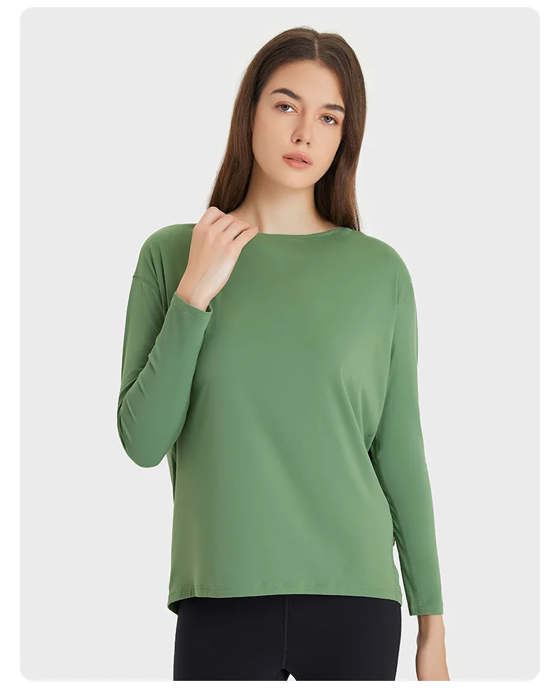 Lulu Women Long Sleeved Loose Breathable T Shirt Sports Flowing Tee Moisture Wicking Athletic Shirts Hem T Shirt Tunic Top