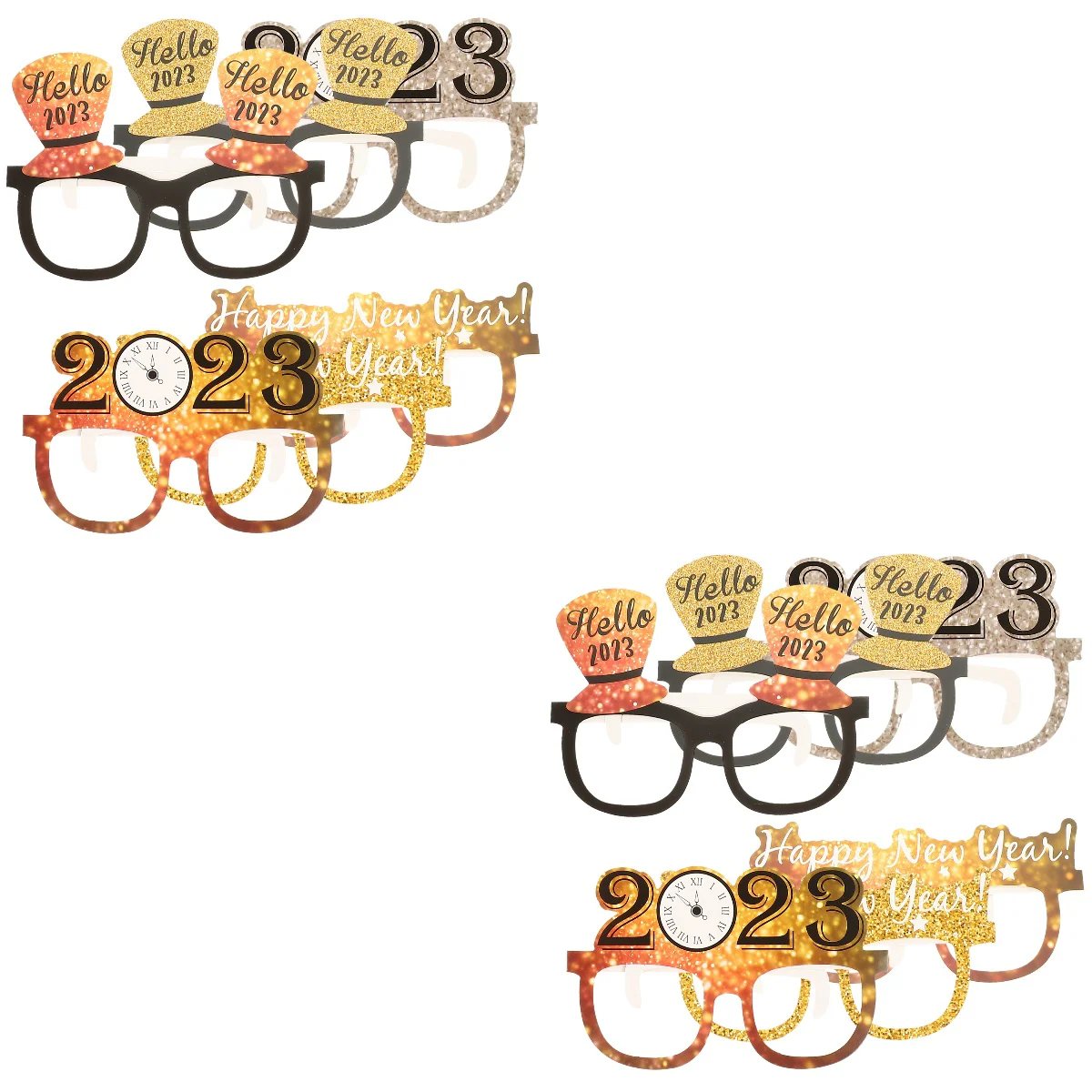 

12 pcs Happy New Year Paper Party Eyewear Frames Party Glasses Frames Eyeglasses Frames Celebration Glasses Frames
