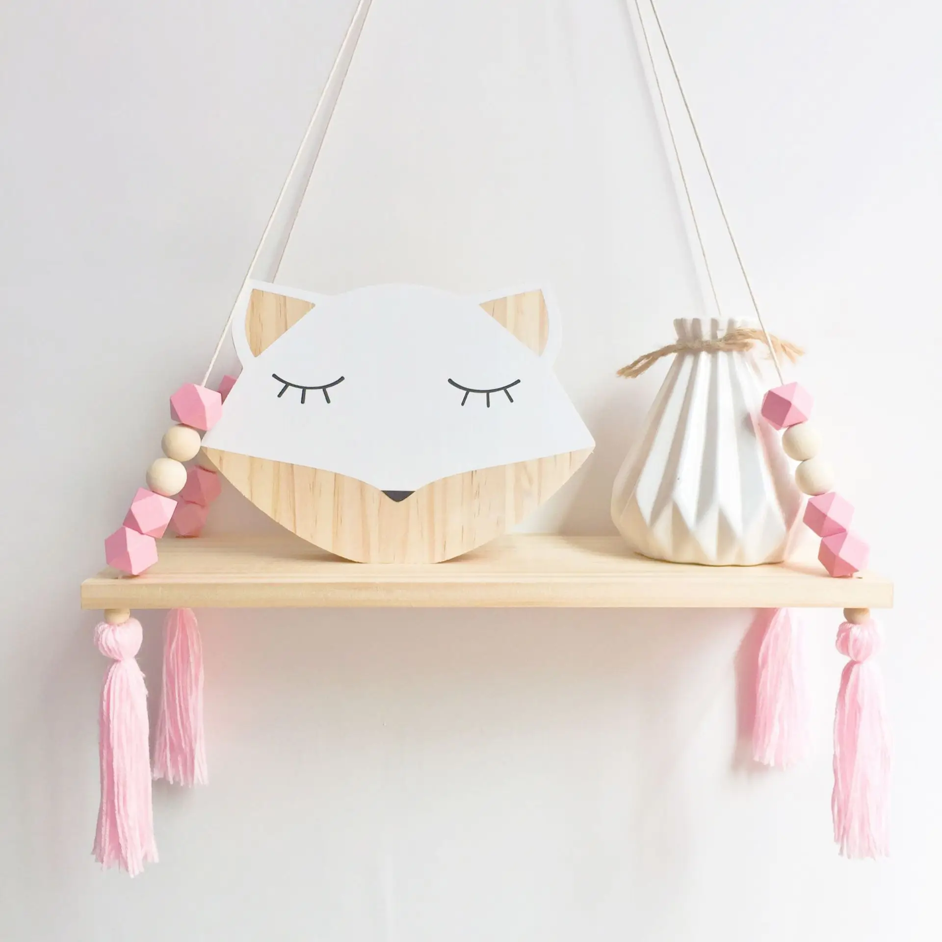 

Nordic Style Storage Display Shelf Wooden Board Wall Hanging Ornaments Tassel Beads Pendant For Kids Room Decoration Photo Props
