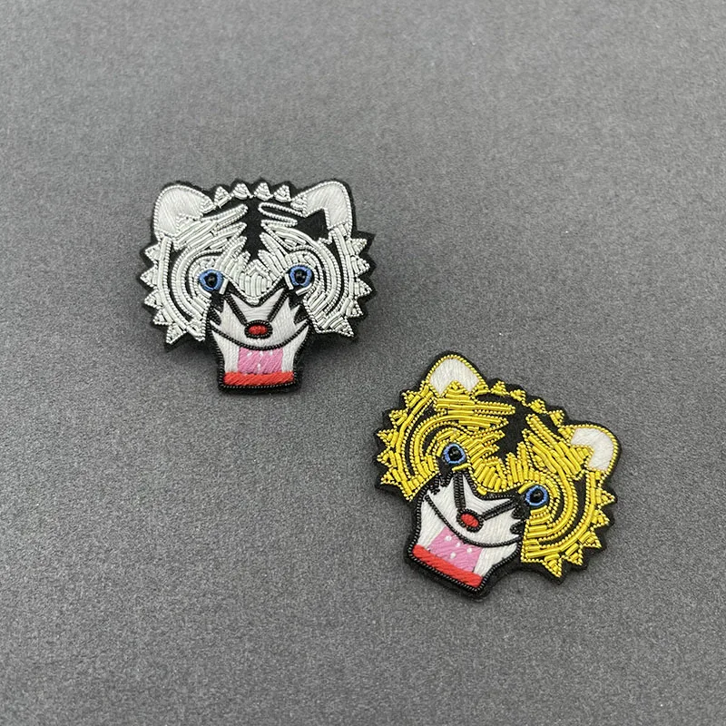 Индийская шелковая металлическая нить cannetile ручная вышивка голова тигра нашивка - Цена: 1202