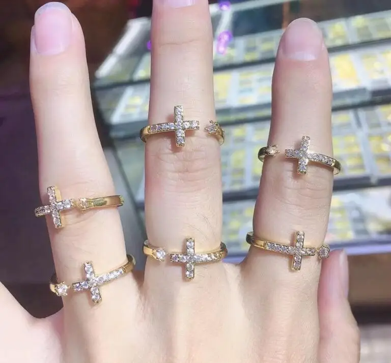 

1 шт. перекрестные кольца циркониевые ювелирные кольца металлические кольца аксессуары ювелирные изделия для женщин Регулируемые кольца ...