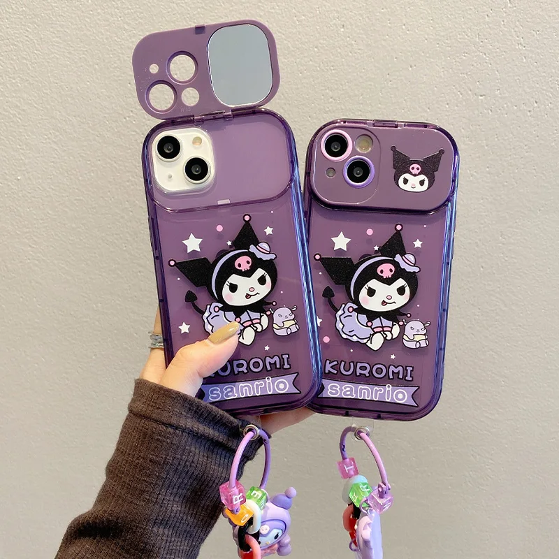 

New Sanrio Kuromi Phone Case Anime Kawaii iPhone 14 13 12 11 X Xs Xr Plus Pro Max Cute Protective Case Keychain Pendant Girls
