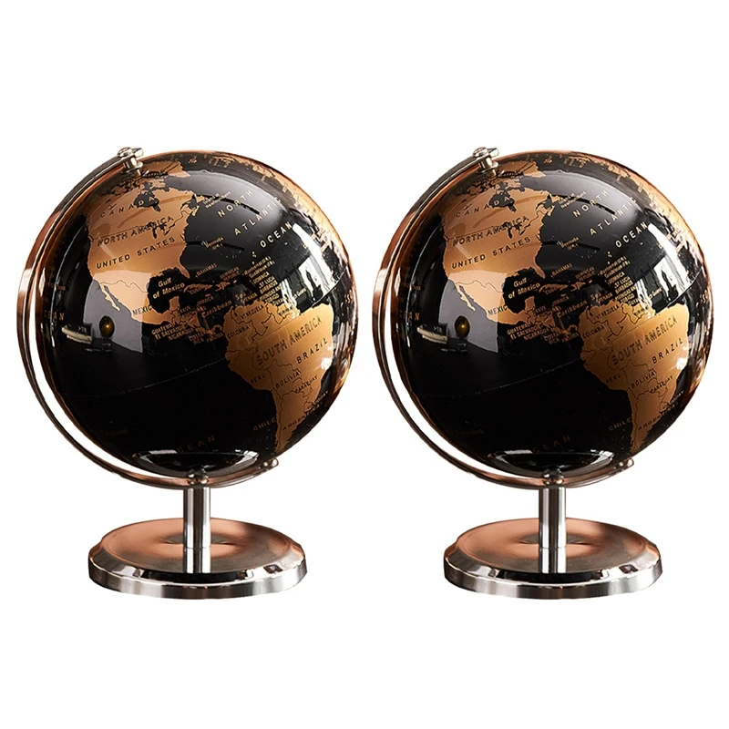 

2X World Globe Constellation Map Globe For Home Table Desk Ornaments Gift Office Home Decoration Accessories(Gold)