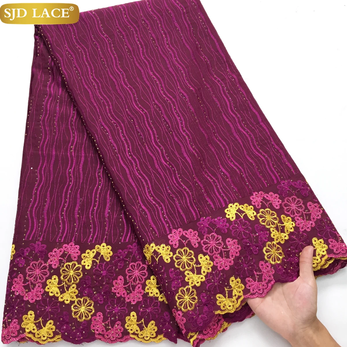 SJD Нигерийская Сухая Хлопковая Кружевная Швейцарская Вуаль Высококачественная