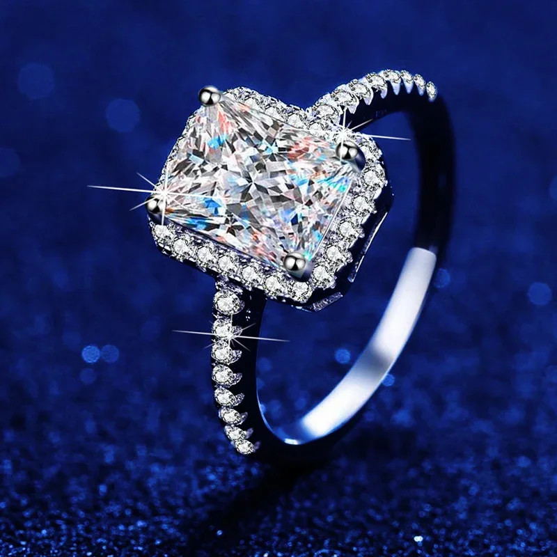 Женские роскошные обручальные кольца с муассанитом сияющей огранки 1-2 карата