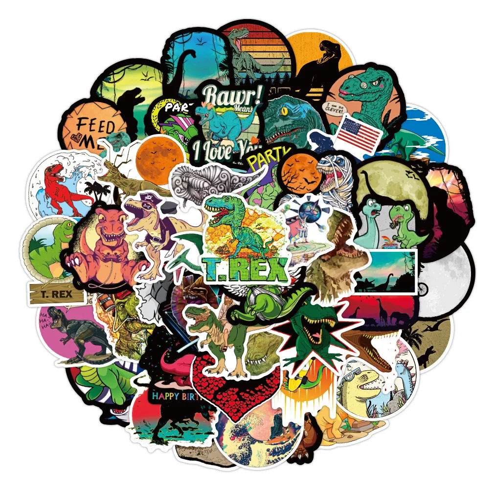 

50pcs Dinosaur series Cartoon Stickers Decal Laptop Skateboard Car Phone Bike Luggage Graffiti PVC Sticker