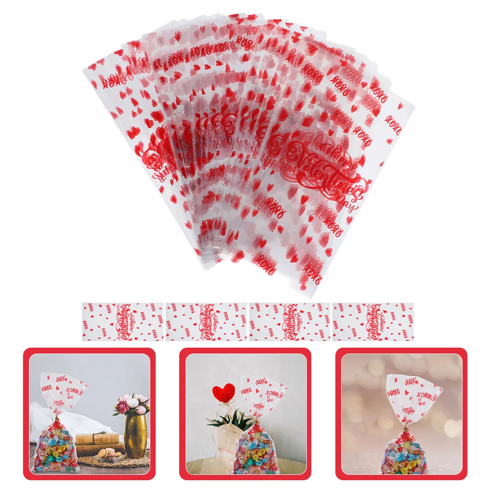 

Cello Treat Cookie Valentine Cellophane Heart Red S Holiday Favor Lip Seal Love Transparent Self Clear Candy Day