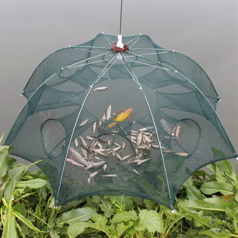 

4-8 Holes Nylon Foldable Fish Trap Cast Net Cast Folding Fishing Network Outdoor Strengthened Automatic Fishing Net Shrimp Cage