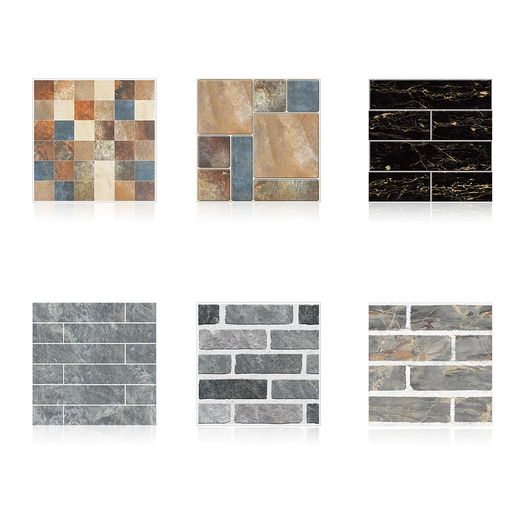 

4 Sheets Ground Stickers Square Renovation Decals Oil-Proof Studio Background Self-Adhesive Wallpapers Kitchen Type1
