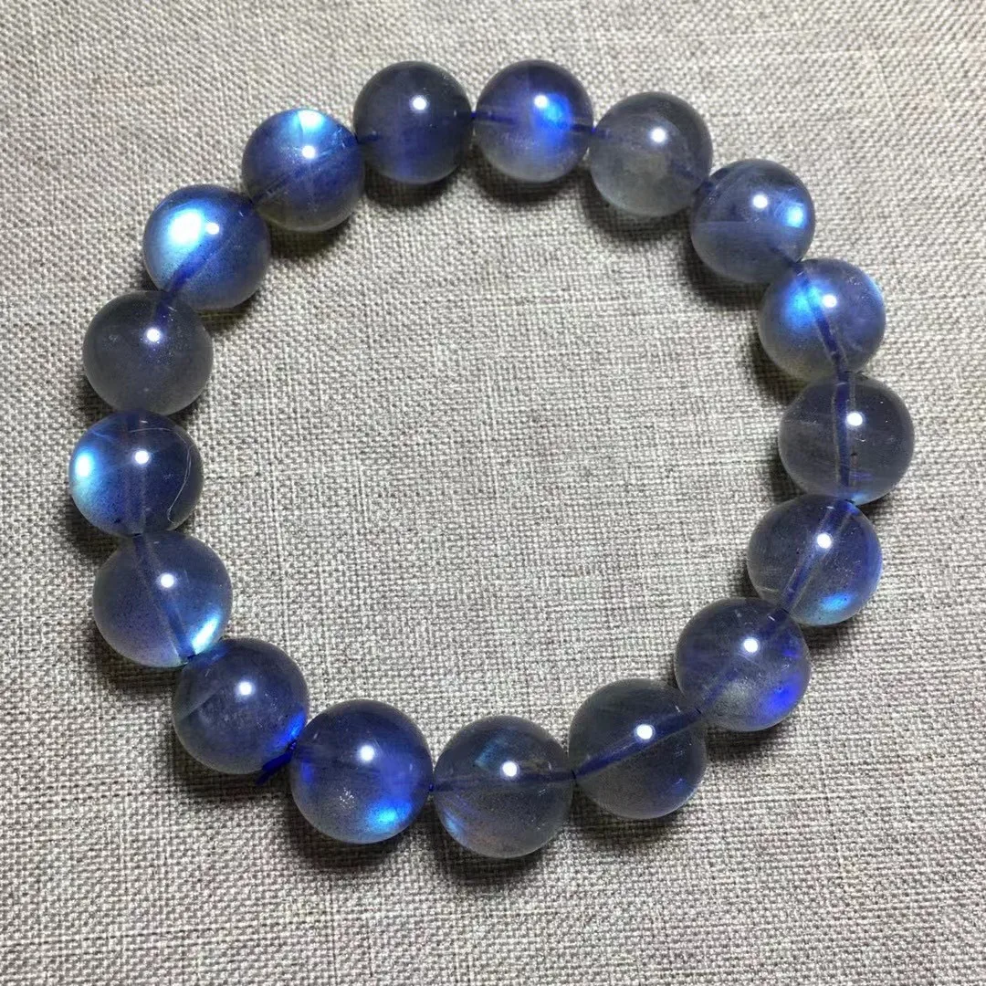 

12mm Natural Blue Light Labradorite Bracelet Jewelry For Women Lady Men Gift Healing Crystal Moonstone Stone Beads Strands AAAAA
