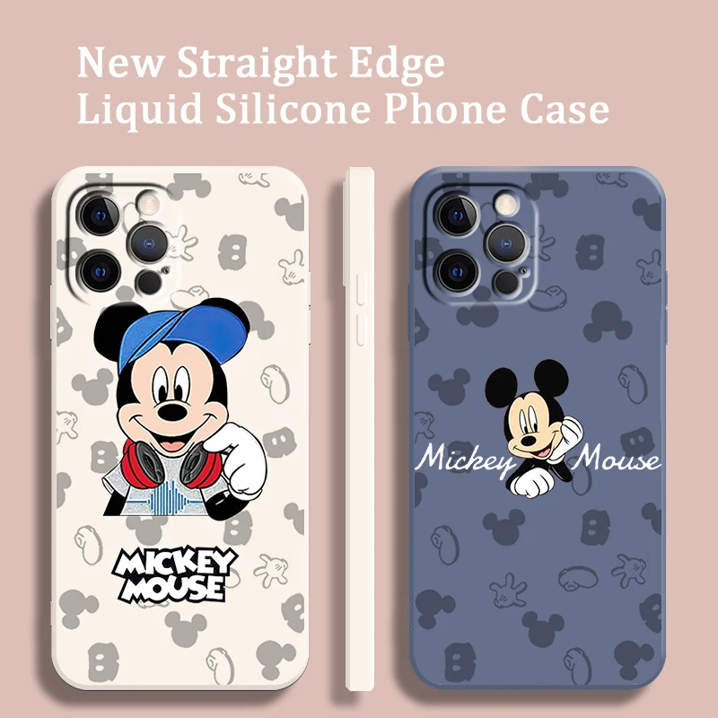 

Cartoon Mickey Minnie Mouse Liquid Rope Cover Phone Case For Apple iPhone 14 13 12 Mini 11 XS Pro Max X XR Plus SE 2020 Funda