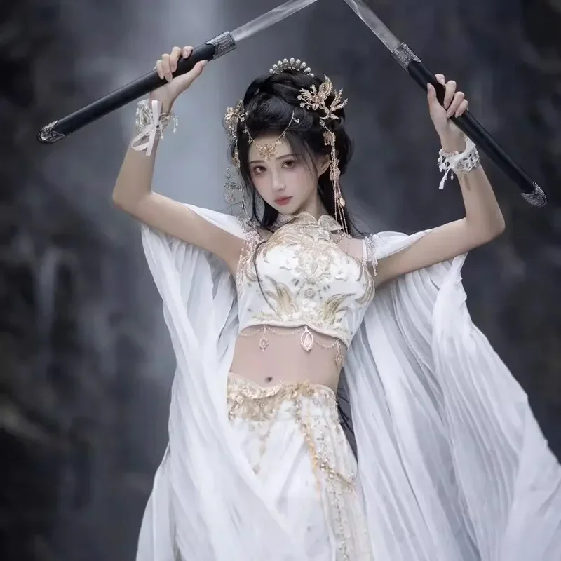 FC6Saintess Token Dunhuang Style Hanfu Экзотический Шарм Han Element Костюм с вышивкой Xianxia Белый Полный