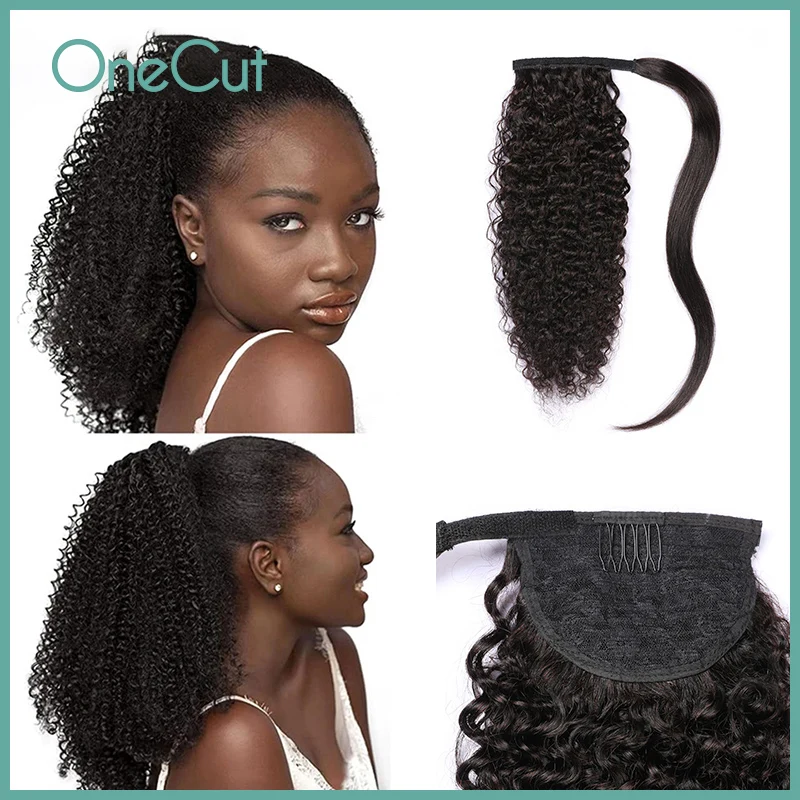 

Long Ponytail Hair Extension for AFRO Black Women Kinky Curly Drawstring Remy Curly Wrap Around Clip Ins Extensions Pony Tail