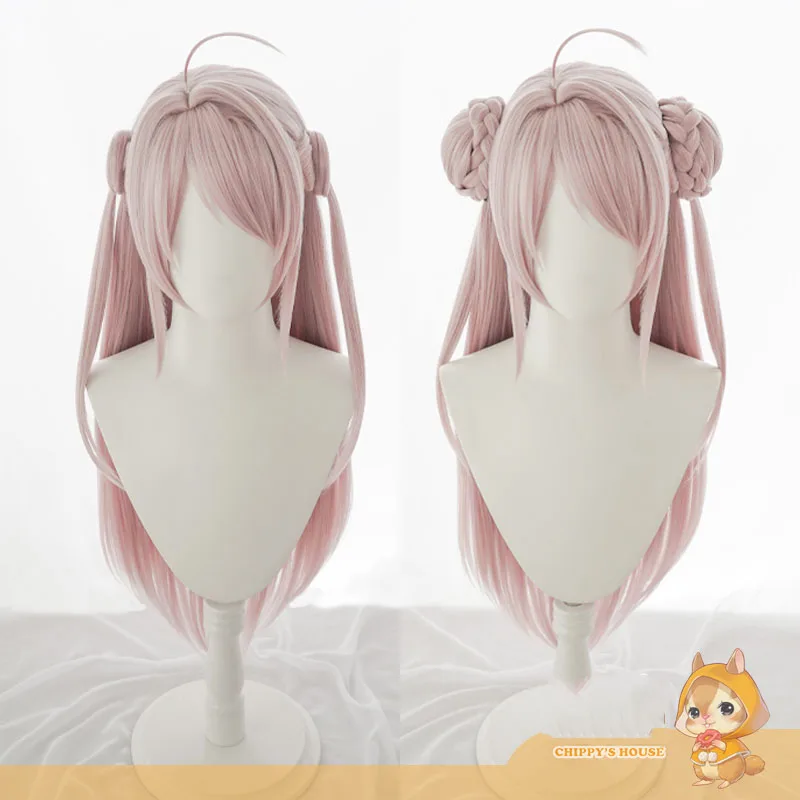 

Anime Zhong Lanzhu Cosplay Women Long Pink Wig Hair With buns High temperature resistant synthet Wig Halloween Costume Accessory