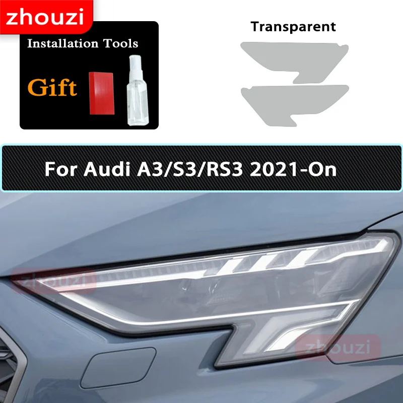 

Защитная пленка для автомобильных фар, прозрачная Дымчатая черная наклейка из ТПУ для Audi A3 8V S3 RS3 8Y 2021 2022 S Line Sportback 2014-On