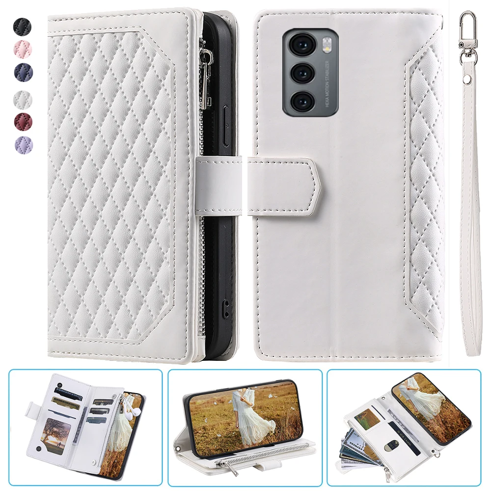 

For LG Wing 5G Fashion Small Fragrance Zipper Wallet Leather Case Flip Cover Multi Card Slots Cover Folio with Wrist Strap