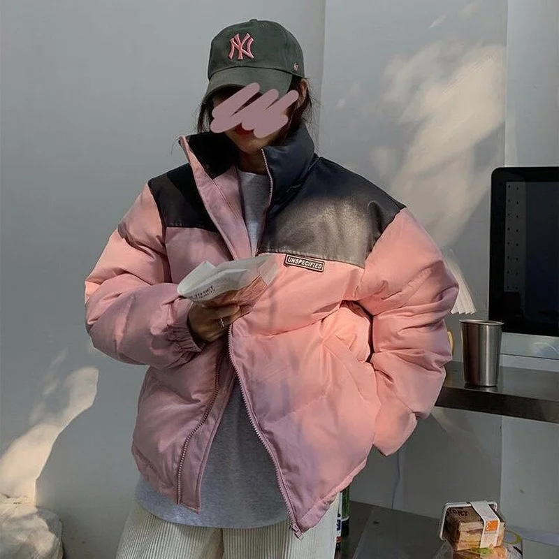 2023 Winter Women's Warmth and Thick Stand-up Collar Loose Parker Clothes New Zipper Jacket Korean Fashion Color Matching Jacket