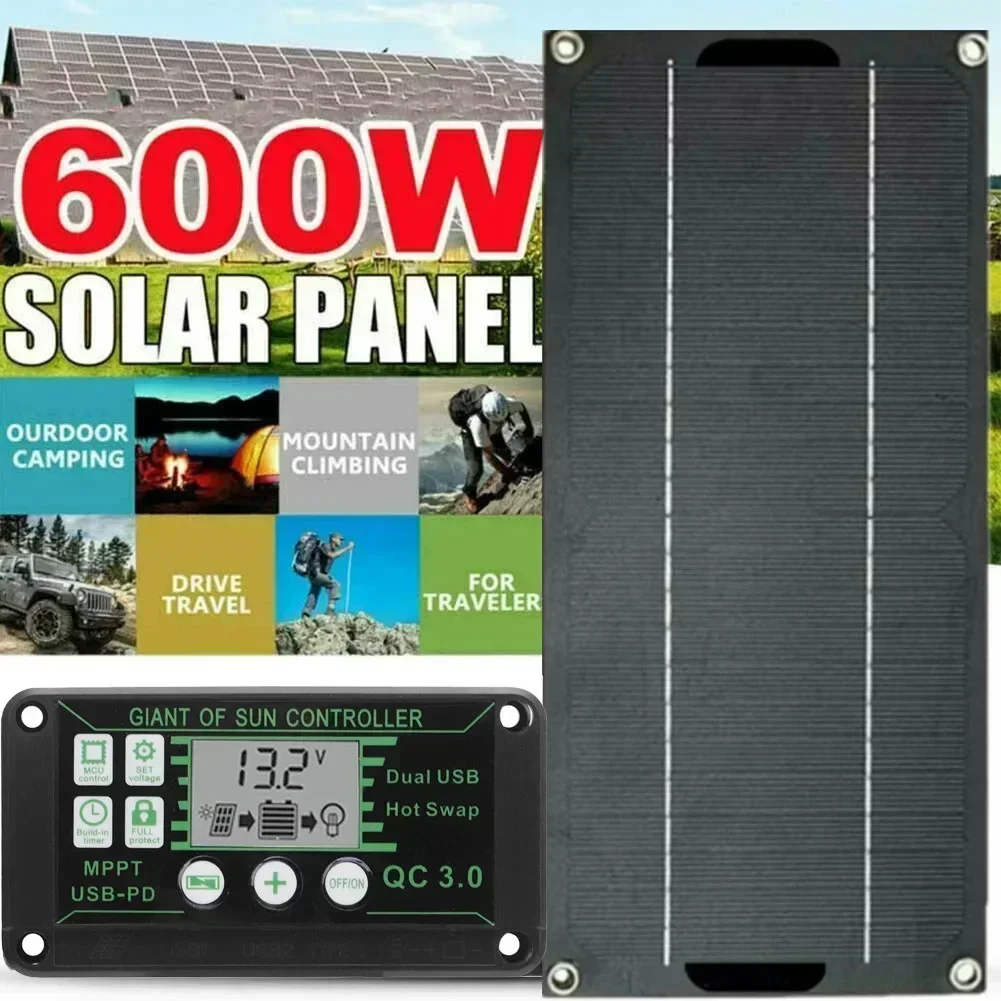 ota 600W zestaw paneli słonecznych 18V bateria 100A MPPT kontroler ładowarki do samochodu RV przyczepa kempingowa monokrystaliczny krzemowy panel