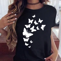 beautiful butterfly printing 90s cute t shirt women new trend casual fashion print female clothes tops tees black tshirt t shirt