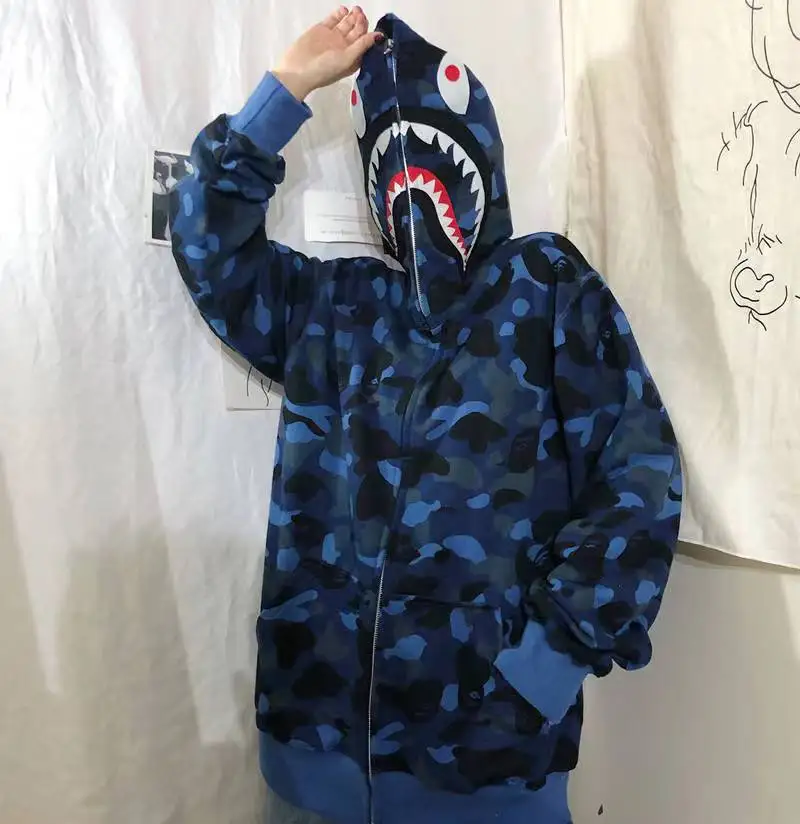 

2022 Mode Camouflage Koppels Dragen Hoody Casual Vest Hooded Bapes Shark Jas Streetwear Mannen Jas Dunne Kleding Men and women