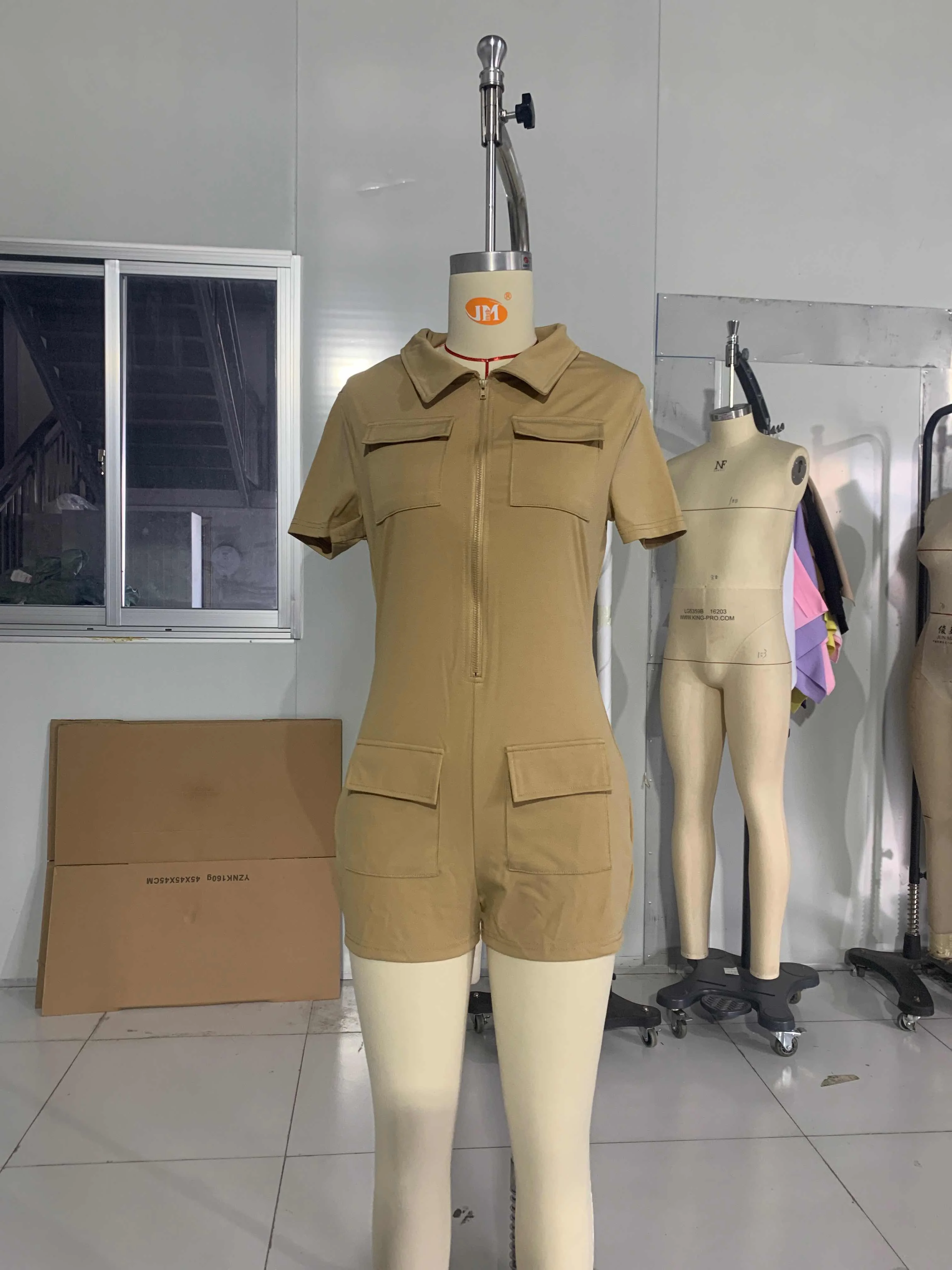 LW Zipper Pocket Design Romper Sexy Sporty Zipper Sleeveless Rompers Playsuits All In One Jumpsuit Women Shorts Summer Clothes