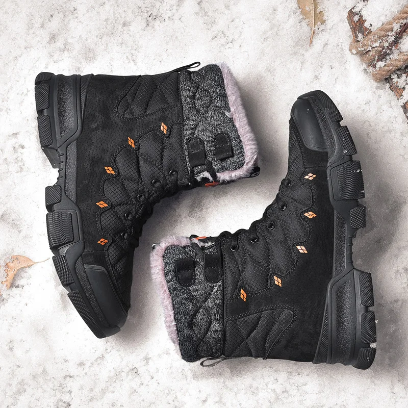 

Зимние ботинки, мужские теплые плюшевые Нескользящие повседневные ботинки, мужские высококачественные водонепроницаемые теплые ботинки д...