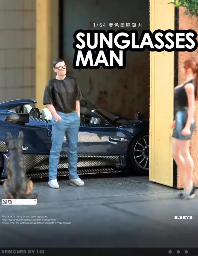 1:64 Масштаб Модель 1 шт. мужчины из смолы с короткими рукавами и солнцезащитными