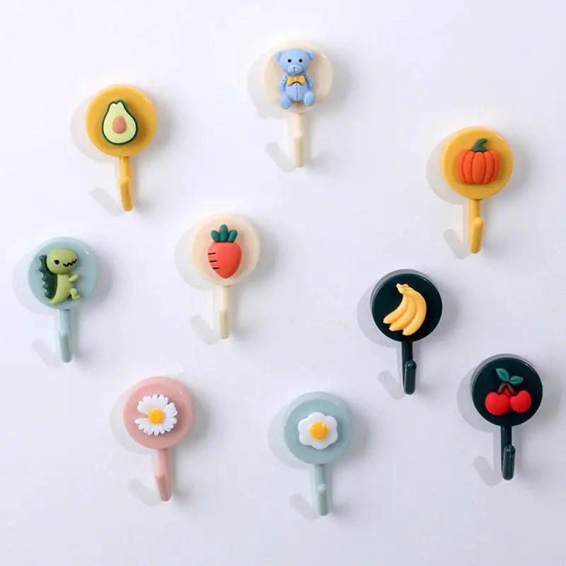 

Cute Cartoon Animal Strong Hook Self Adhesive Door Wall Hangers Hanging Bathroom Kitchen Plastic Organizer Wall Home Accessories