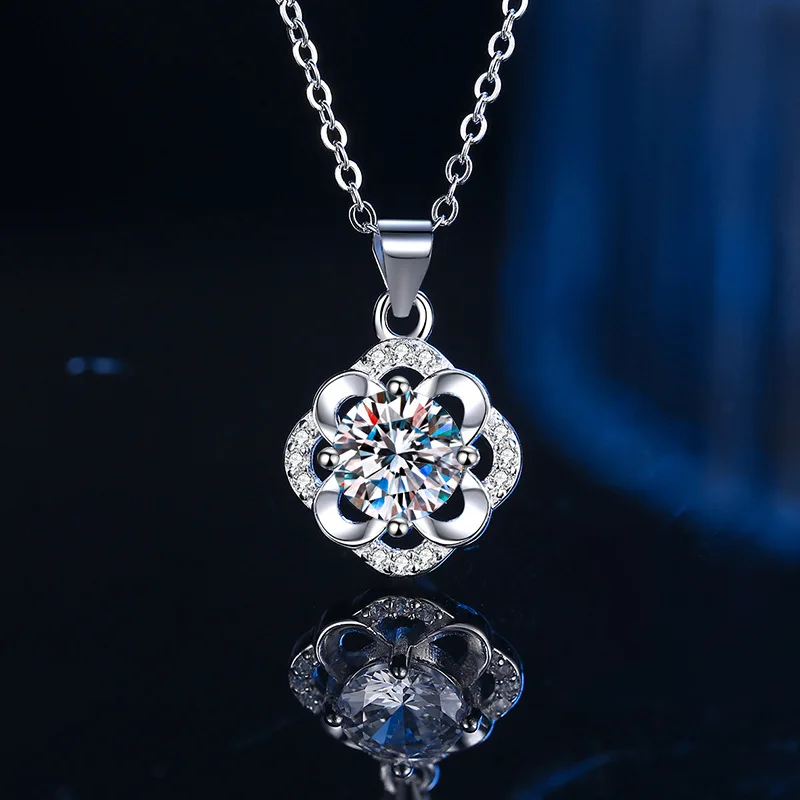 

Ювелирные изделия из серебра S925 пробы, классический кулон в виде лепестка из циркония, ожерелье, модные простые женские ювелирные изделия, в...