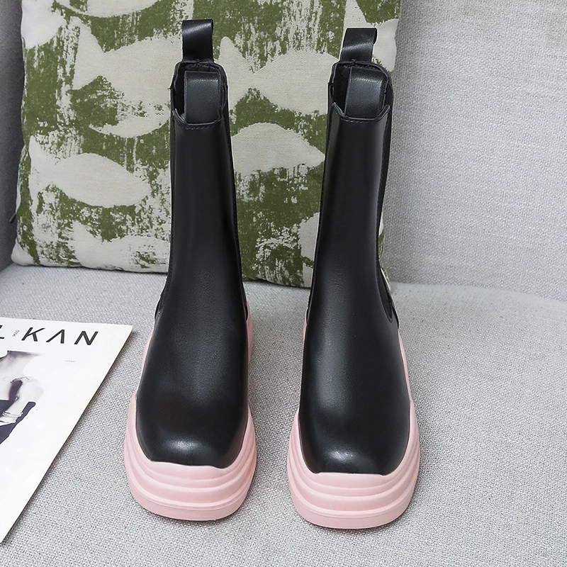 2022 Chunky Heel Ankle Boots Women's Shoes Fall Brand Designer Chelsea Boots Women's Platform Boots Fashion Combat Boots