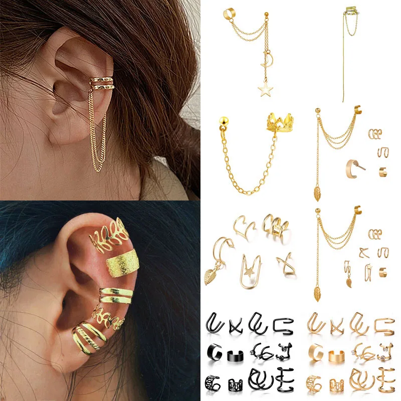 

New Long Tassel Ear Cuff Multilayer No Piercing Hook Clip Earrings for Women Simple Temperament Fashion Jewelry Party Gift